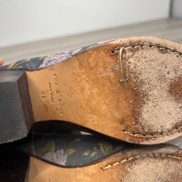 Rag & Bone Floral Newbury Ankle Booties Heel Boots Floral Womens Size 6 36 Roses - Picture 5 of 15